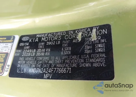 2015 Kia Soul z USA, uszkodzony, nr VIN KNDJN2A24F7766671